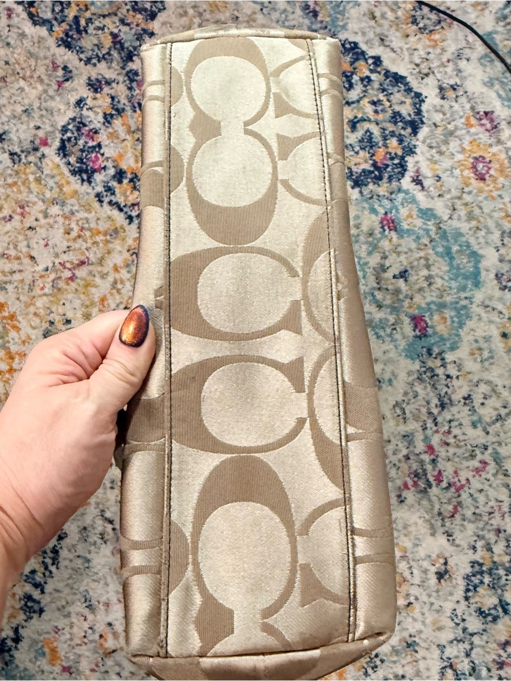 Coach Tan and Brown Signature Tote with Leather Trim - Picture 9 of 11